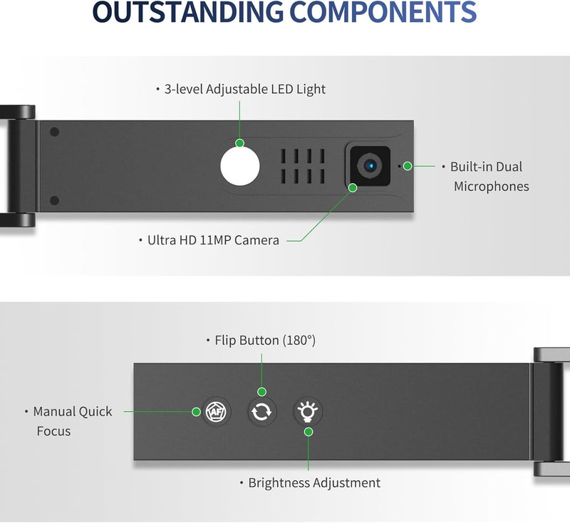 NETUM كاميرا مستندات وويب كام 4K مع ميكروفون، جهاز عرض USB، إضاءة LED لمستويات 3، تركيز تلقائي، عكس الصورة، قابل للطي، لنظام ويندوز - التعليم عن بُعد والعرض المباشر (SD-1300) - Image 3
